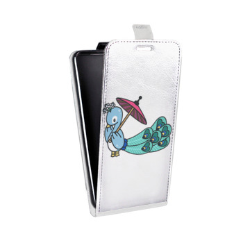 Дизайнерский вертикальный чехол-книжка для Sony Xperia M2 dual Прозрачные павлины (на заказ)