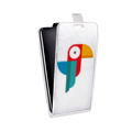 Дизайнерский вертикальный чехол-книжка для HTC U Ultra Прозрачные попугаи