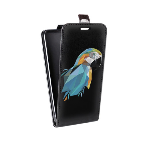 Дизайнерский вертикальный чехол-книжка для Alcatel Shine Lite Прозрачные попугаи