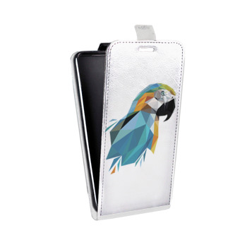 Дизайнерский вертикальный чехол-книжка для HTC One Mini Прозрачные попугаи (на заказ)