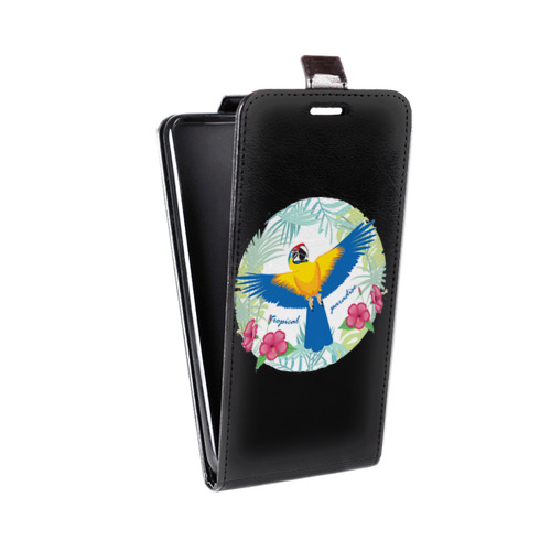 Дизайнерский вертикальный чехол-книжка для LG K10 Прозрачные попугаи