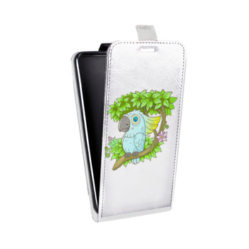 Дизайнерский вертикальный чехол-книжка для Samsung Galaxy S6 Edge Прозрачные попугаи (на заказ)