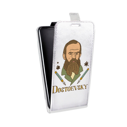 Дизайнерский вертикальный чехол-книжка для HTC Desire 530 Прозрачные русские писатели