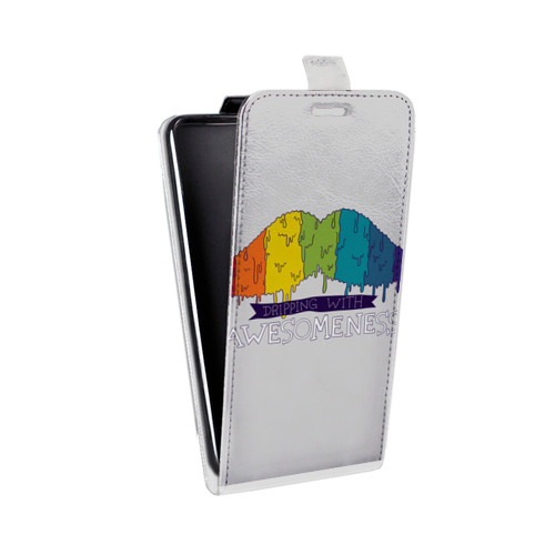 Дизайнерский вертикальный чехол-книжка для HTC Desire 601 Радужные усы