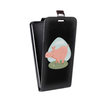 Дизайнерский вертикальный чехол-книжка для HTC One Mini Прозрачные свинки (на заказ)