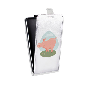 Дизайнерский вертикальный чехол-книжка для Samsung Galaxy Core Lite Прозрачные свинки (на заказ)