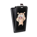 Дизайнерский вертикальный чехол-книжка для HTC Desire 516 Прозрачные свинки