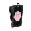 Дизайнерский вертикальный чехол-книжка для Microsoft Lumia 640 XL Прозрачные свинки