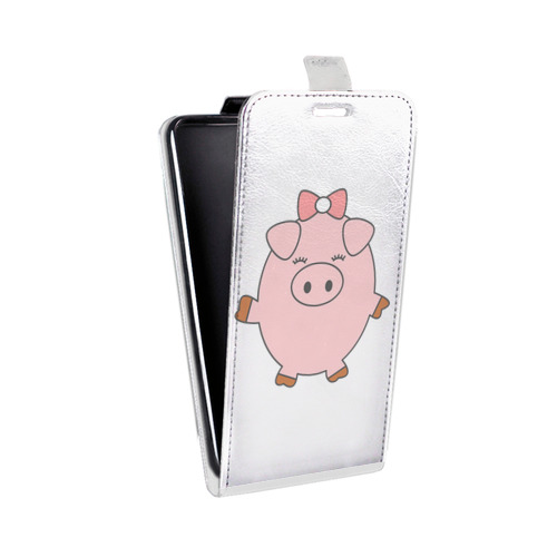 Дизайнерский вертикальный чехол-книжка для Alcatel One Touch Idol Ultra Прозрачные свинки
