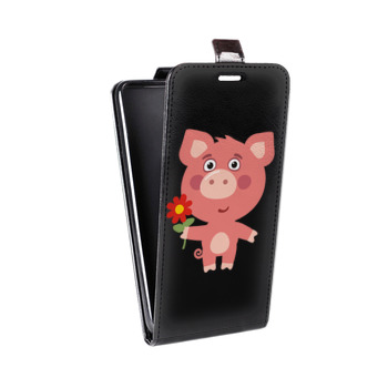 Дизайнерский вертикальный чехол-книжка для Alcatel One Touch Pop D5 Прозрачные свинки (на заказ)