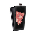 Дизайнерский вертикальный чехол-книжка для HTC One X10 Прозрачные свинки