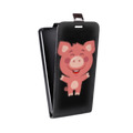Дизайнерский вертикальный чехол-книжка для HTC Desire 200 Прозрачные свинки