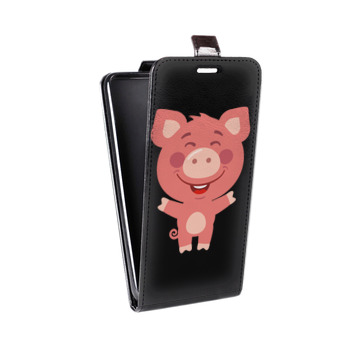 Дизайнерский вертикальный чехол-книжка для Realme 5 Pro Прозрачные свинки (на заказ)