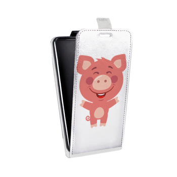 Дизайнерский вертикальный чехол-книжка для Realme 5 Pro Прозрачные свинки (на заказ)