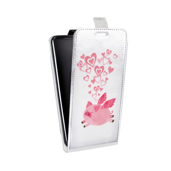 Дизайнерский вертикальный чехол-книжка для Huawei P10 Прозрачные свинки (на заказ)
