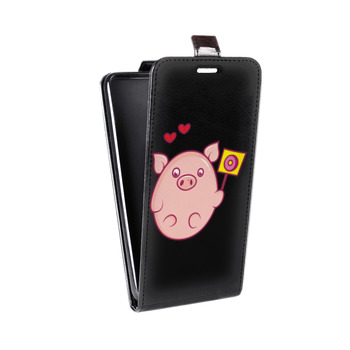 Дизайнерский вертикальный чехол-книжка для Huawei P9 Lite Прозрачные свинки (на заказ)