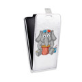 Дизайнерский вертикальный чехол-книжка для HTC Desire 516 Прозрачные слоны