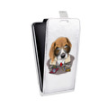 Дизайнерский вертикальный чехол-книжка для Alcatel One Touch Idol S  Прозрачные собаки