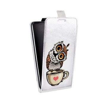 Дизайнерский вертикальный чехол-книжка для Samsung Galaxy S6 Сова и кофе (на заказ)