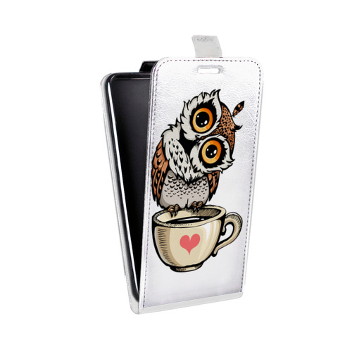 Дизайнерский вертикальный чехол-книжка для HTC One A9S Сова и кофе
