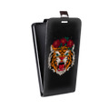 Дизайнерский вертикальный чехол-книжка для LG G7 Fit Прозрачные тигры