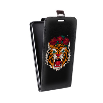 Дизайнерский вертикальный чехол-книжка для Realme 5 Pro Прозрачные тигры (на заказ)