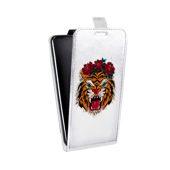 Дизайнерский вертикальный чехол-книжка для Realme 5 Pro Прозрачные тигры (на заказ)