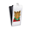 Дизайнерский вертикальный чехол-книжка для Alcatel A7 Прозрачные тигры