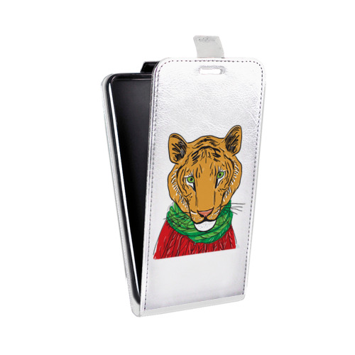 Дизайнерский вертикальный чехол-книжка для Prestigio Grace Прозрачные тигры