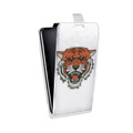 Дизайнерский вертикальный чехол-книжка для LG K10 Прозрачные тигры