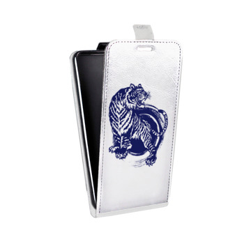 Дизайнерский вертикальный чехол-книжка для Huawei P9 Lite Прозрачные тигры (на заказ)