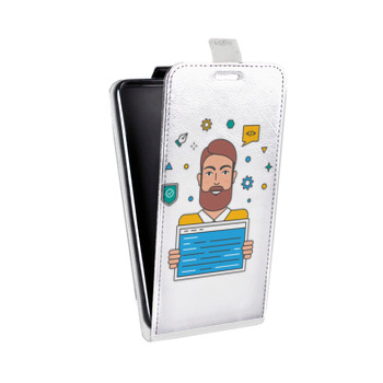 Дизайнерский вертикальный чехол-книжка для Samsung Galaxy S6 Edge Прозрачное IT (на заказ)