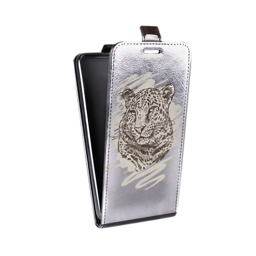 Дизайнерский вертикальный чехол-книжка для HTC Desire 400 Прозрачные леопарды