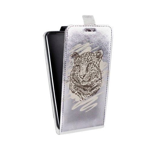 Дизайнерский вертикальный чехол-книжка для HTC U Ultra Прозрачные леопарды
