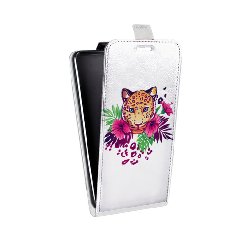 Дизайнерский вертикальный чехол-книжка для Alcatel Pop 4 Прозрачные леопарды
