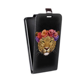 Дизайнерский вертикальный чехол-книжка для Huawei Honor 8 Прозрачные леопарды (на заказ)