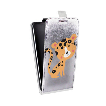 Дизайнерский вертикальный чехол-книжка для Samsung Galaxy Note 2 Прозрачные леопарды (на заказ)