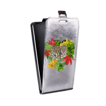 Дизайнерский вертикальный чехол-книжка для Huawei Honor 8 Прозрачные леопарды (на заказ)