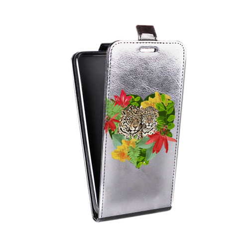 Дизайнерский вертикальный чехол-книжка для Huawei Honor 6C Прозрачные леопарды