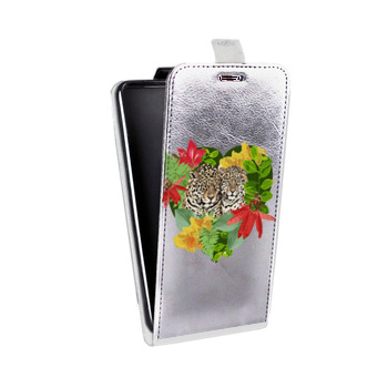 Дизайнерский вертикальный чехол-книжка для HTC One Mini Прозрачные леопарды (на заказ)