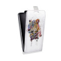 Дизайнерский вертикальный чехол-книжка для Huawei Honor 3x Прозрачные леопарды
