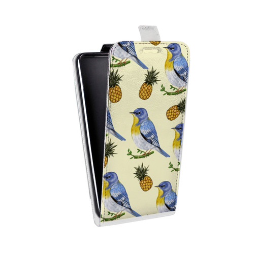 Дизайнерский вертикальный чехол-книжка для Motorola Moto E5 Plus Птицы и фрукты