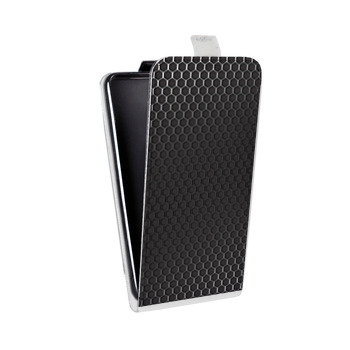 Дизайнерский вертикальный чехол-книжка для Samsung Galaxy S5 (Duos) Металл соты (на заказ)
