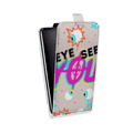 Дизайнерский вертикальный чехол-книжка для HTC Desire 601 Психоделик глаза