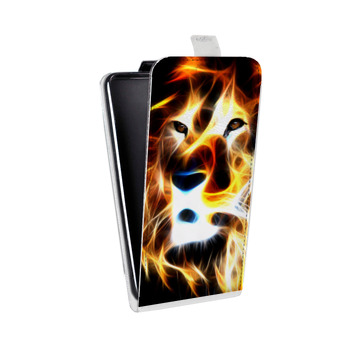 Дизайнерский вертикальный чехол-книжка для Huawei P10 Lite Пламенные животные (на заказ)