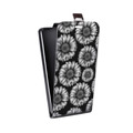 Дизайнерский вертикальный чехол-книжка для Samsung Galaxy Core Черно-белые цветы