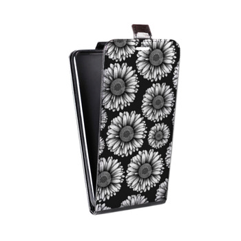 Дизайнерский вертикальный чехол-книжка для Samsung Galaxy S8 Plus Черно-белые цветы (на заказ)
