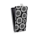 Дизайнерский вертикальный чехол-книжка для HTC Desire 601 Черно-белые цветы
