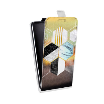 Дизайнерский вертикальный чехол-книжка для Huawei P Smart Геометрический мрамор (на заказ)