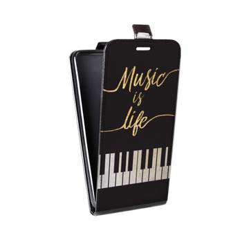 Дизайнерский вертикальный чехол-книжка для Huawei P9 Lite Дизайнерское пианино (на заказ)